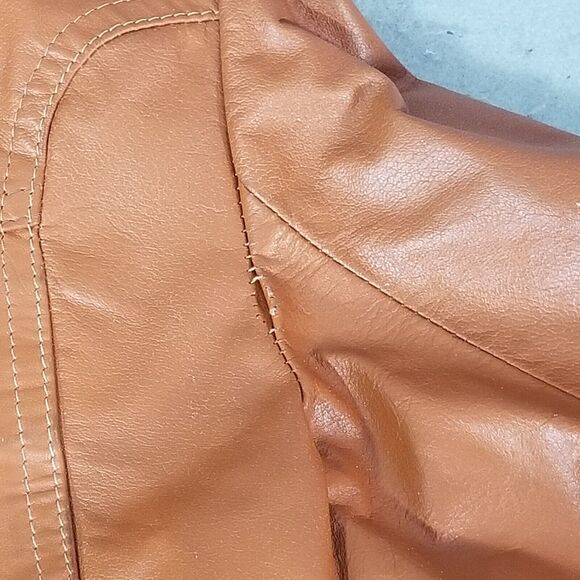 Vintage Leather Coat Women's Small Brown Vintage FLAWED - Picture 14 of 15